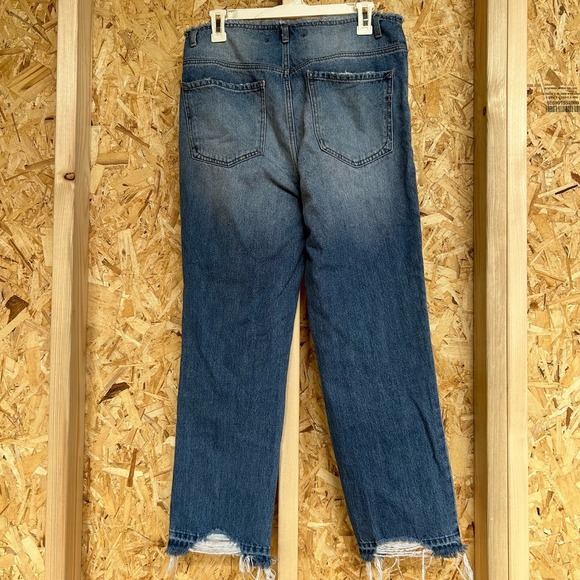 Express Women’s Jeans Size 6 Straight Ankle High Rise Distressed Denim Blue - Picture 6 of 15